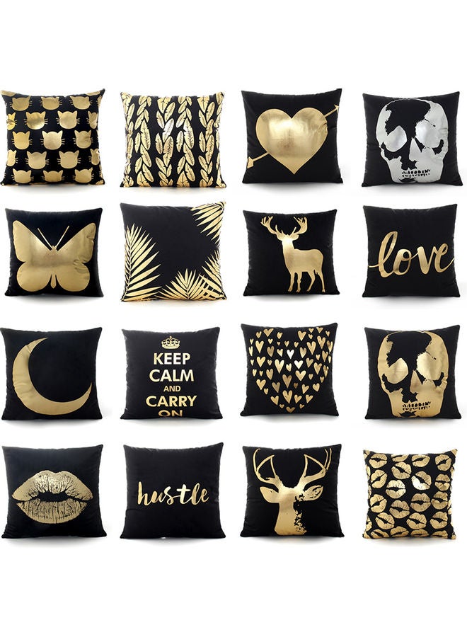 Moon Printed Throw Cushion Cover Black/Gold 45x45cm - Image 2