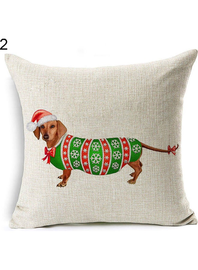 Christmas Dog Printed Cushion Cover Multicolour 45x45cm