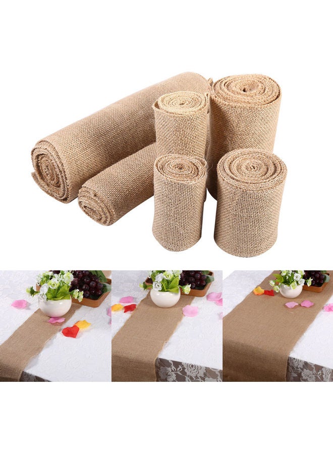 Generic Natural Burlap Table Runner Brown  - Image 2