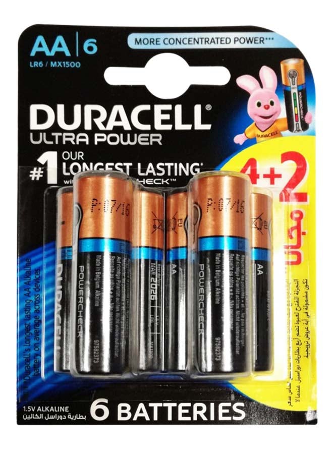 دوراسيل مجموعة مكونة من 6 بطاريات عالية الطاقة أسود/بني - Image 1