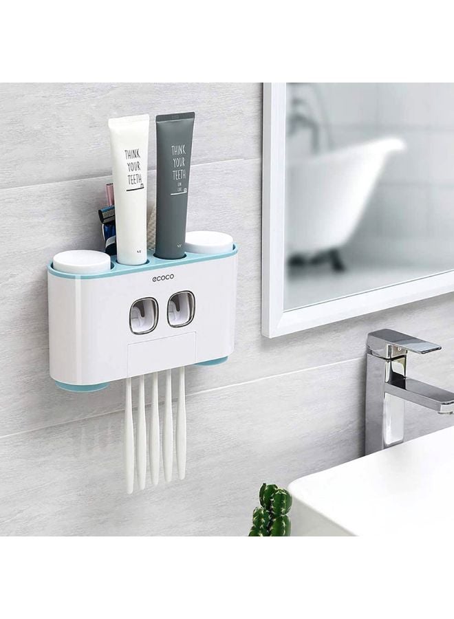 Beauenty Toothbrush Holder With Toothpaste Dispenser White/Blue 26x15.5cm  - Image 2