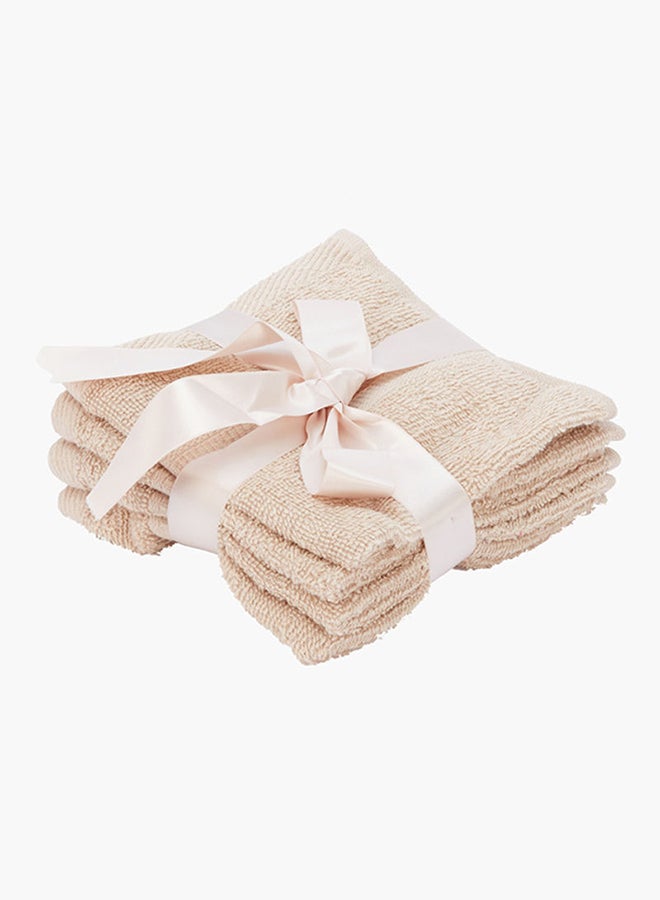 هوم بوكس مناشف وجه بارزة الملمس من إسينشيال - طقم من 4 قطع بيج 30x30سم - Image 4