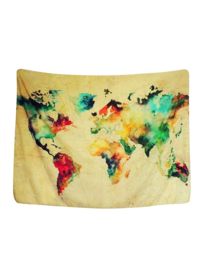 Bluelans World Map Designed Beach Towel Beige/Red/Green 150x130cm
