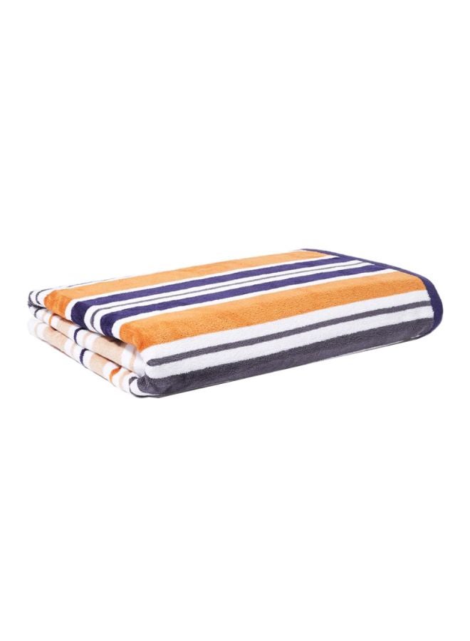 Cotton Bath Towel Beige/White/Blue