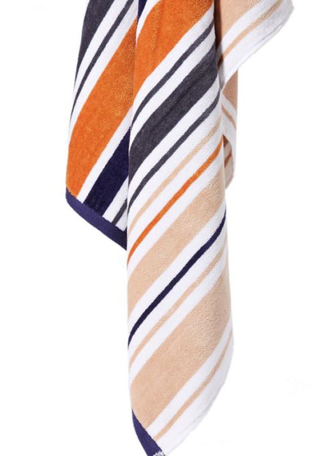 Cotton Bath Towel Beige/White/Blue