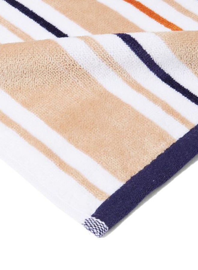 Cotton Bath Towel Beige/White/Blue