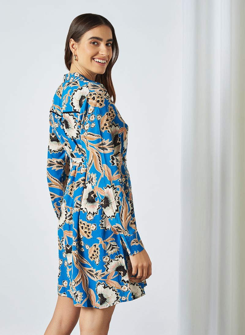 VERO MODA - Lola Buttoned Mini Dress Mykonos Blue - Image 1