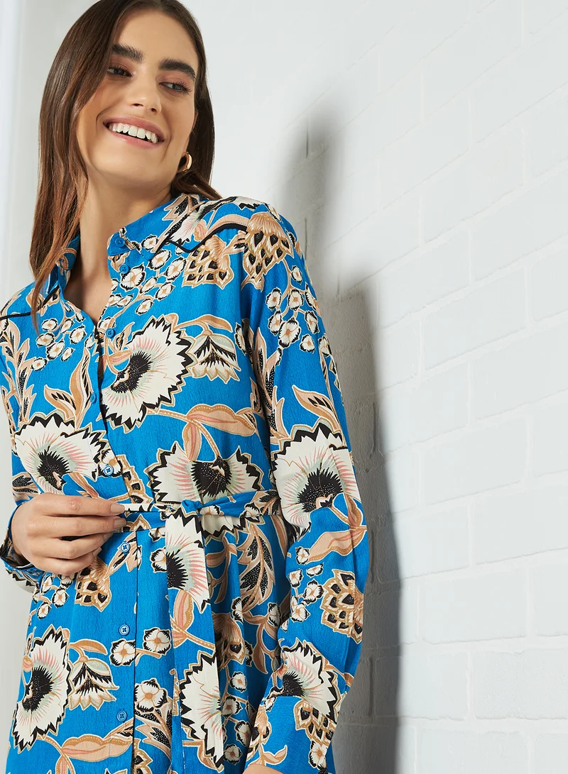 VERO MODA Lola Buttoned Mini Dress Mykonos Blue