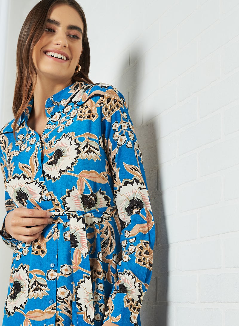 VERO MODA - Lola Buttoned Mini Dress Mykonos Blue - Image 1