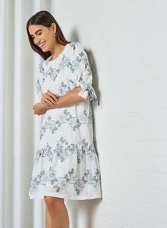 SELECTED FEMME Floral Print Puff Sleeve Dress White  - Image 1