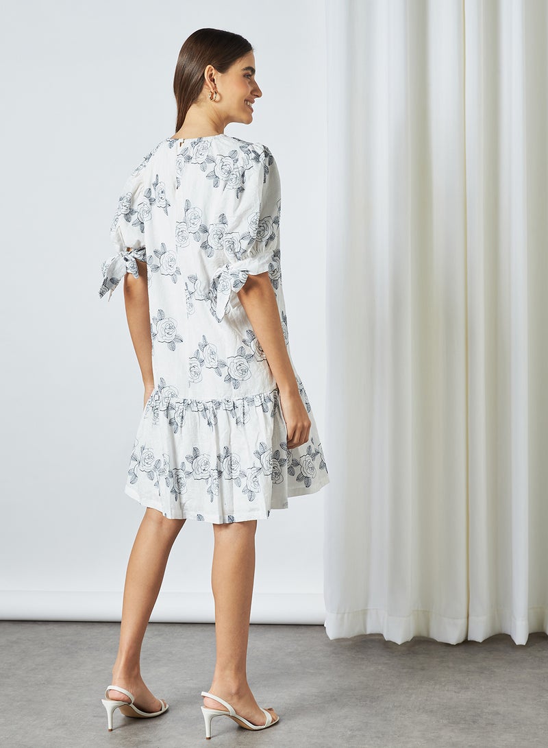 SELECTED FEMME Floral Print Puff Sleeve Dress White  - Image 2