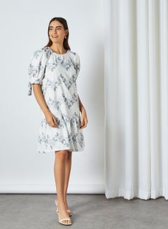 SELECTED FEMME Floral Print Puff Sleeve Dress White  - Image 3