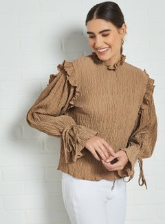 Ruffle Detailed Top Tigers Eye
