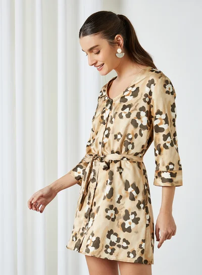 Jacqueline de Yong All-Over Print Dress Cuban Sand