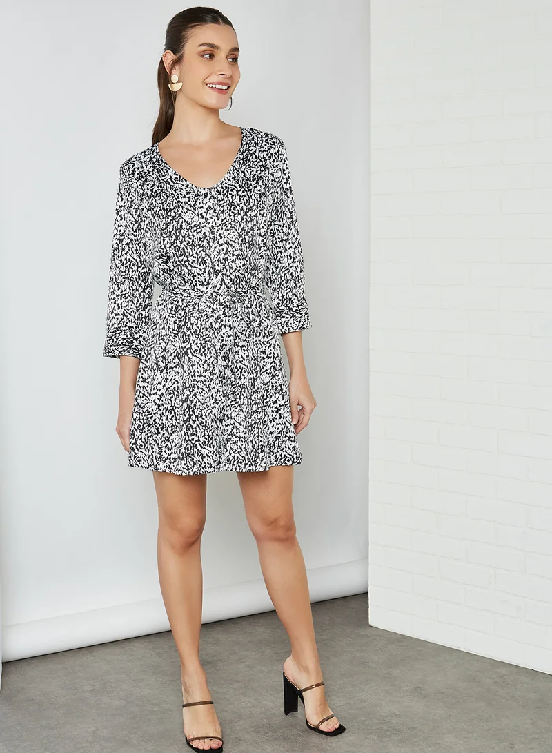 Jacqueline de Yong Printed Mini Dress White(C-N100)