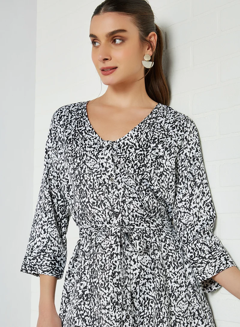 Jacqueline de Yong Printed Mini Dress White(C-N100)