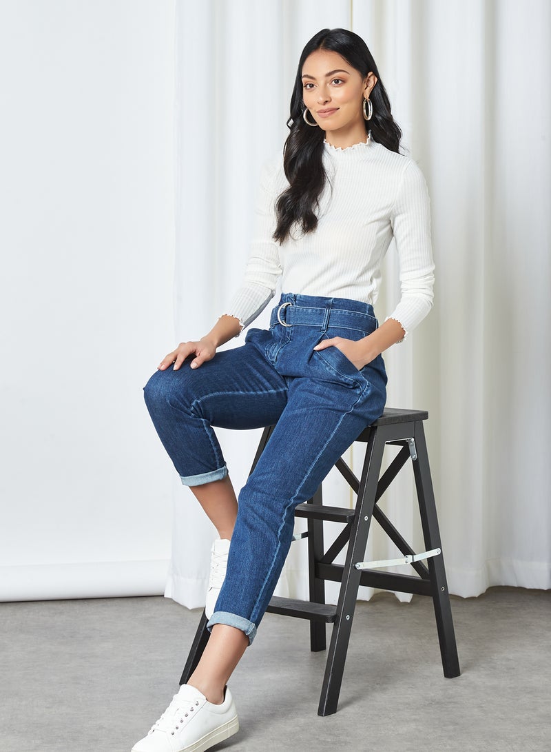VERO MODA - High Neck Ribbed Top White Pastel - Image 1
