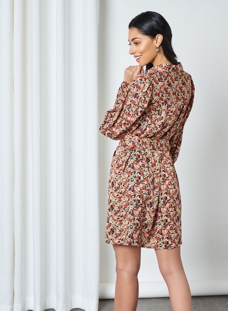 VERO MODA - Floral Print Shirt Dress Black - Image 1