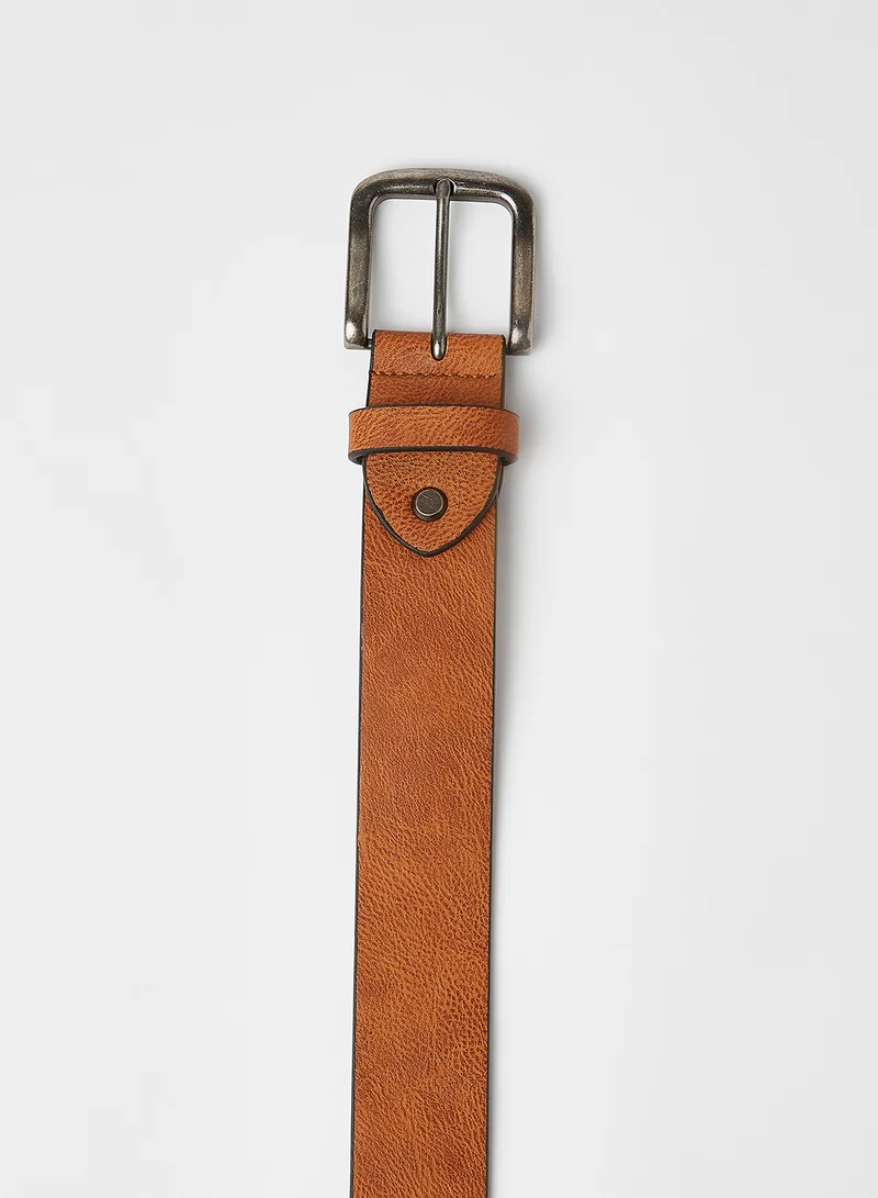 Only & Sons Faux Leather Belt Cognac