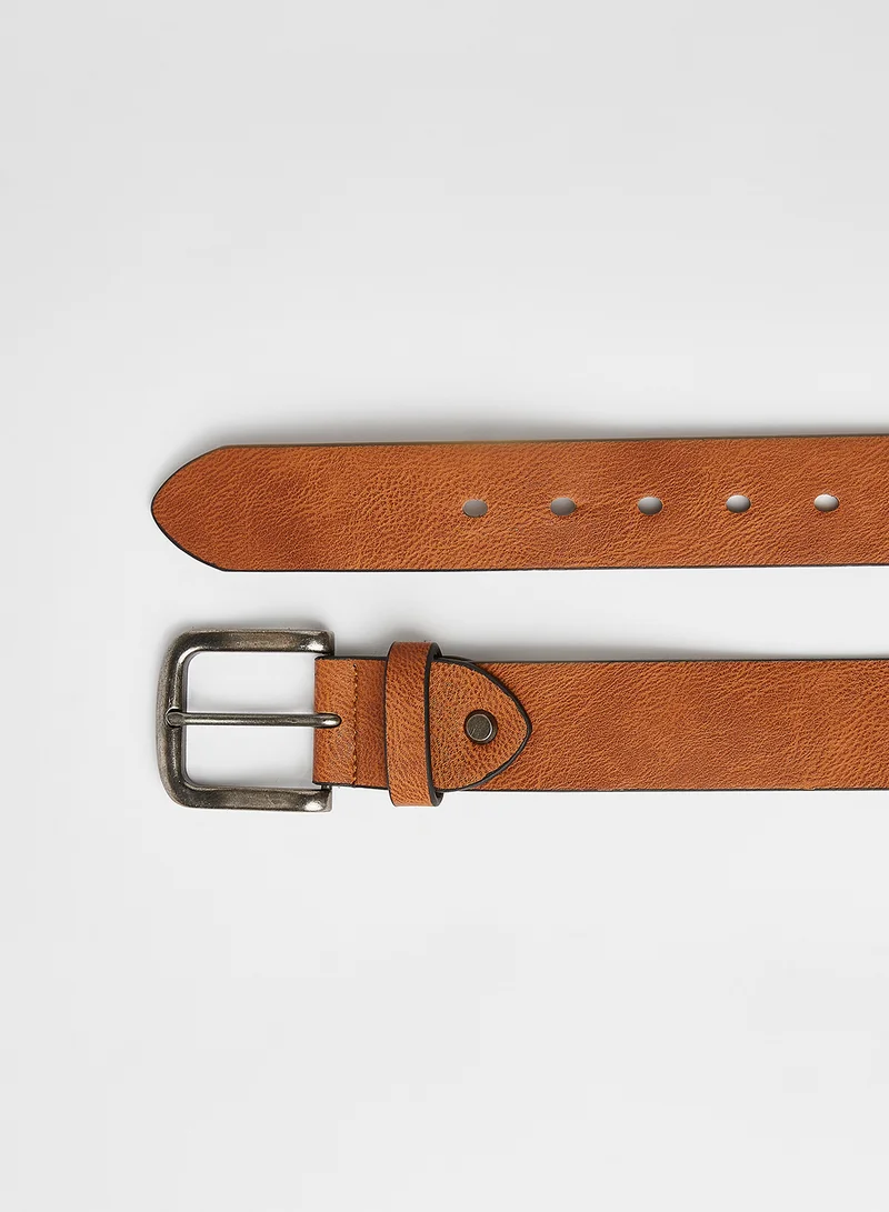Only & Sons Faux Leather Belt Cognac