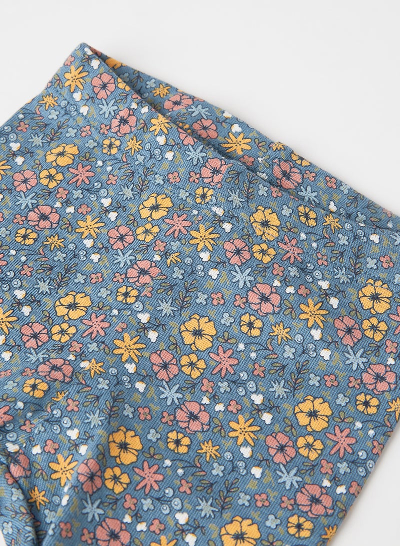 NAME IT - Baby Floral Print Leggings Real Teal - Image 1