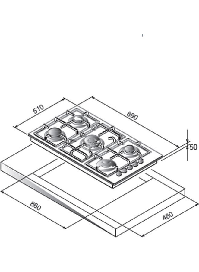 ماستر غاز موقد غاز مزود بخمس شعلات HH95GLCX أسود/ فضي - Image 2