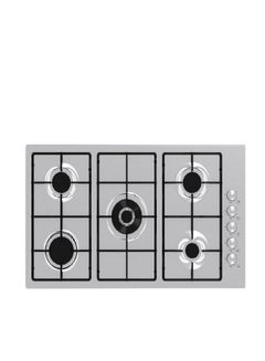 MASTERgas Gas hob 90cm 5 burners enamelled pan support - 1 double ring burner - side knob - auto ignition italy HH95GLEX Silver/Black  - Image 1