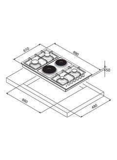 MASTERgas 4 Gas with 2 Rapid Burner Gas Stove HH94MLCX Silver/Black  - Image 2