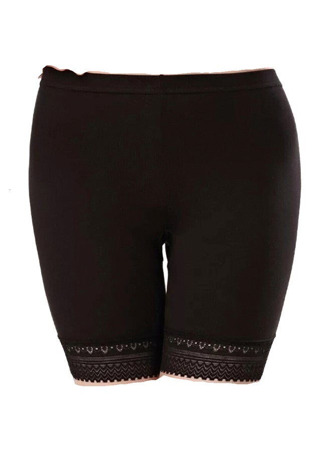 جلامروت شورت من قطن ليكرا للنساء من الدانتيل القابل للتمدد لركوب الدراجات/ شورت تحت التنورة شورت سلامة أسود - Image 2