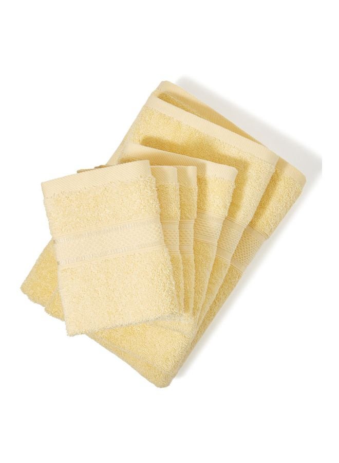 White Rose 6-Piece Alizaya Towel Set Yellow 1 x Bath Towel (70x140), 1 x Hand Towel (50x100), 1 x Guest Towel (40x60), 1 x Baby Towel (30x50), 2 x Face Towel (30x30)cm - Image 2