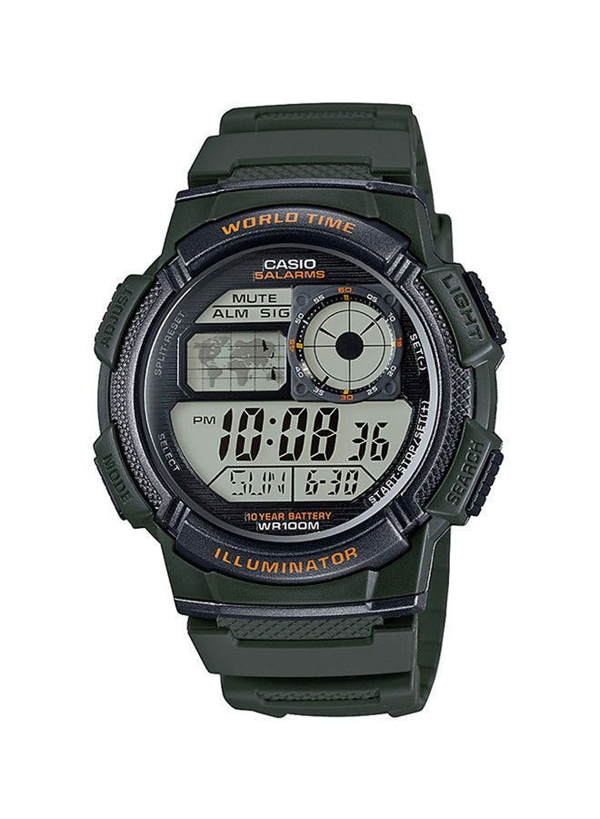 كاسيو ساعة يد رقمية مضيئة بسوار من الراتينج طراز AE-1000W-3AVDF - مقاس 44 مم - لون أسود للرجال - Image 1