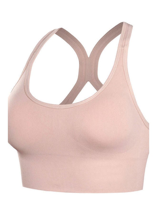 Solid Pattern Scoop Neck Sports Bra Pink