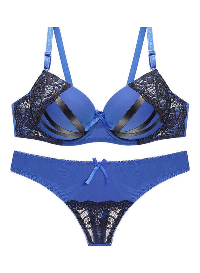 Lace Details Underwear Set Blue/Black