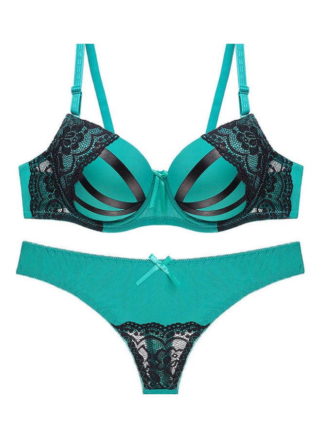 Lace Details Underwear Set Green/Black
