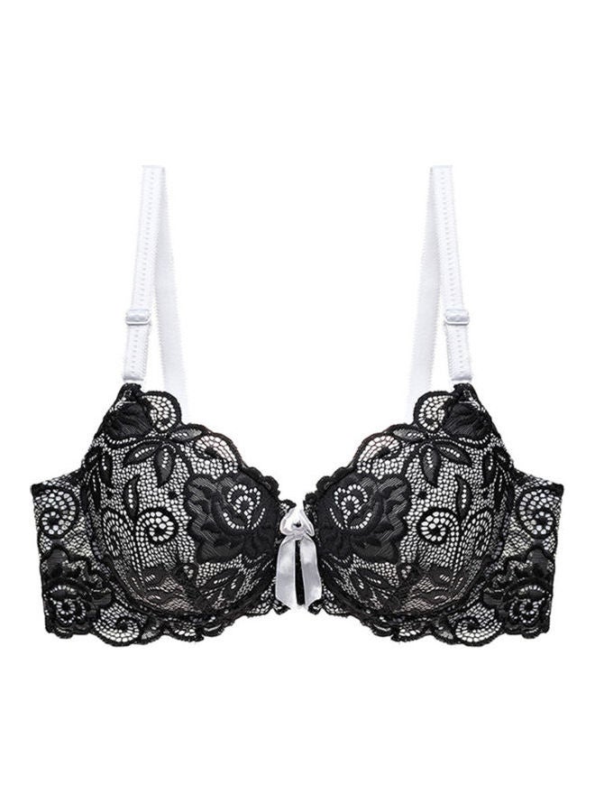 Lace Details Push Up Bra Black/White 