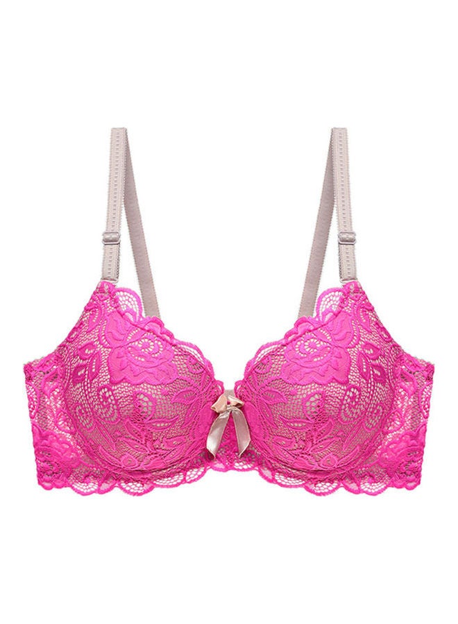 Lace Details Push Up Bra Pink/White 