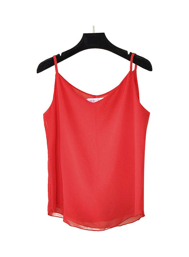 Solid Pattern Blouse Red