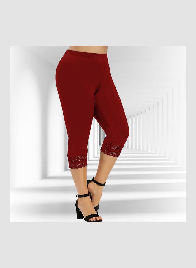 Yoga Skinny Cropped Trousers Red - Image 2
