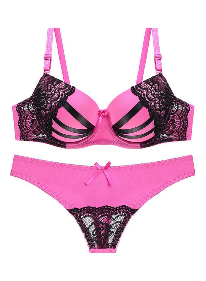 Lace Details Underwear Set Pink/Black