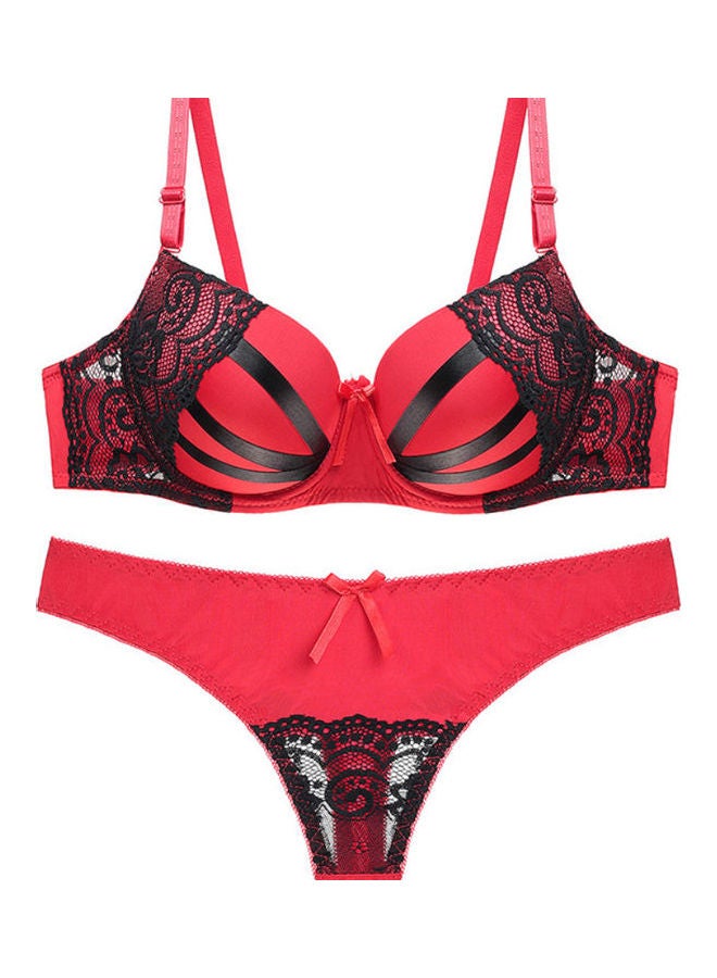 Lace Details Underwear Set Red/Black