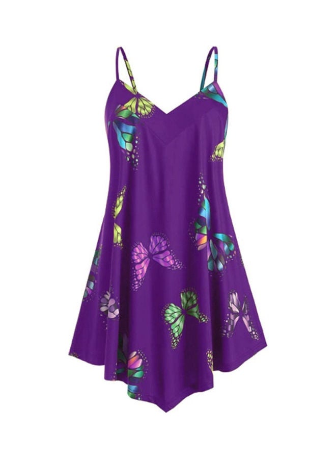 Butterfly Printed Camisole Blouse Purple/Blue/Pink