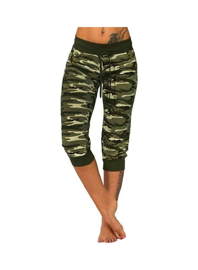Camouflage Drawstring Capri Pants Army Green  - Image 1