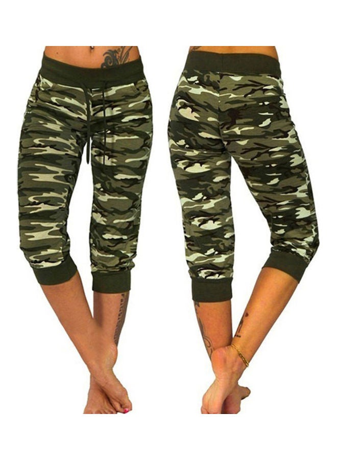 Camouflage Drawstring Capri Pants Army Green  - Image 2