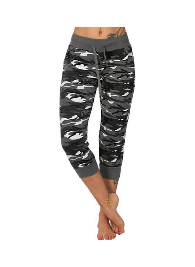 Camouflage Drawstring Capri Pants Grey/Black/White  - Image 1