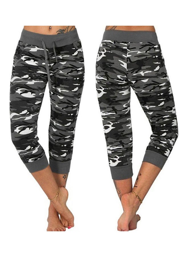 Camouflage Drawstring Capri Pants Grey/Black/White  - Image 2