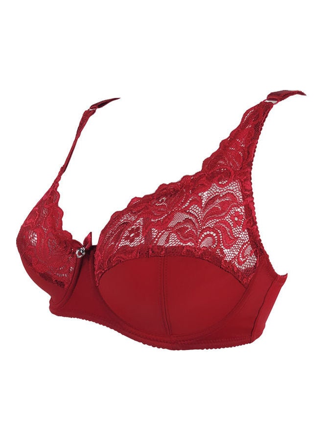 Lace Patchwork Bra Red 