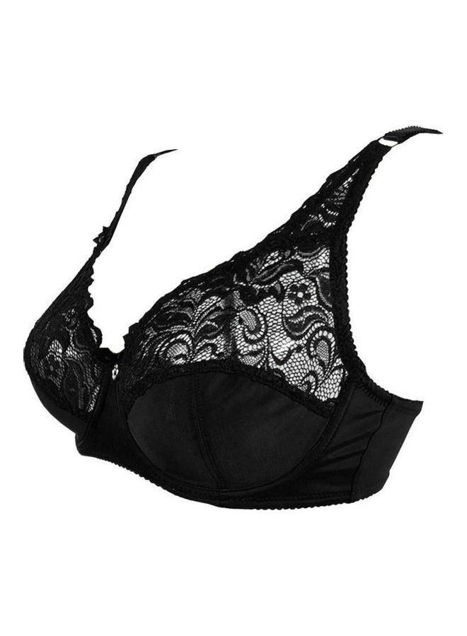 Lace Details Patchwork Bra Black 