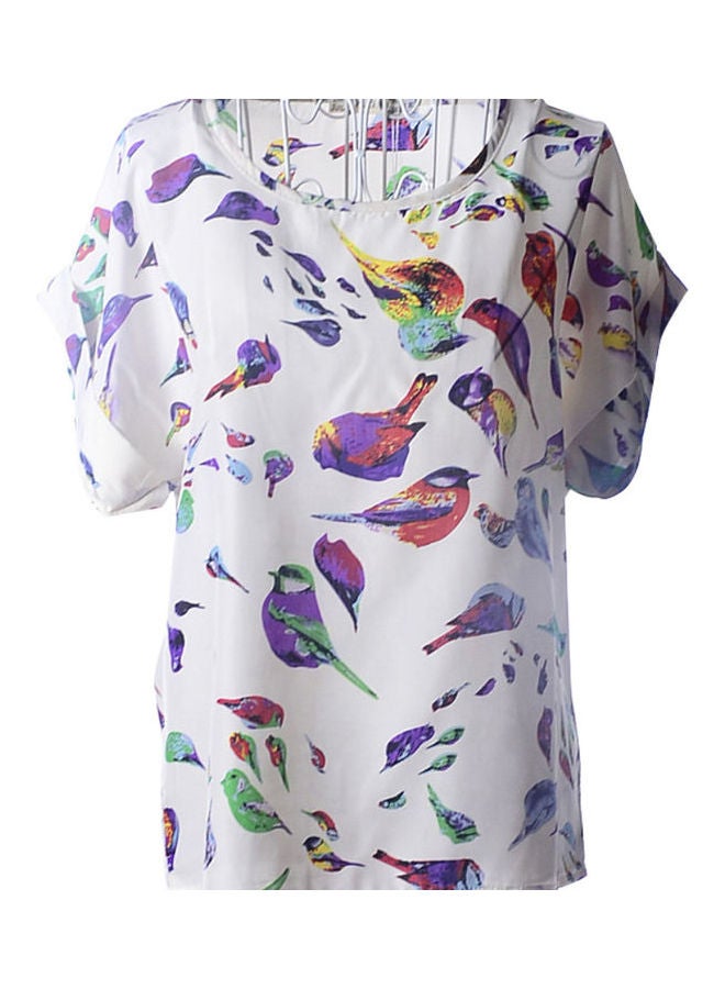 Printed Short Sleeves Blouse Multicolour 