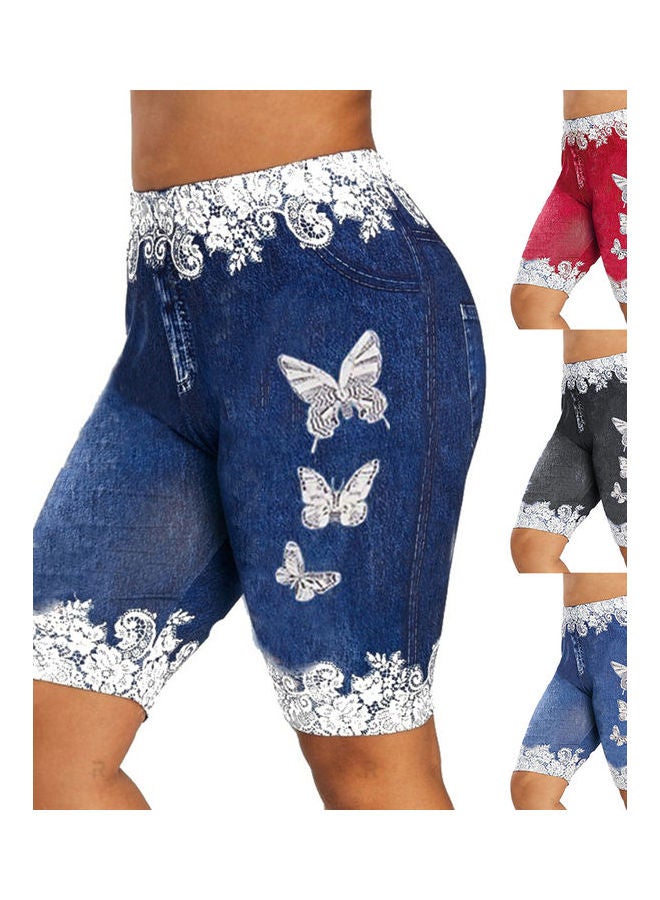 شورت بطبعة فراشة أزرق داكن - Image 2