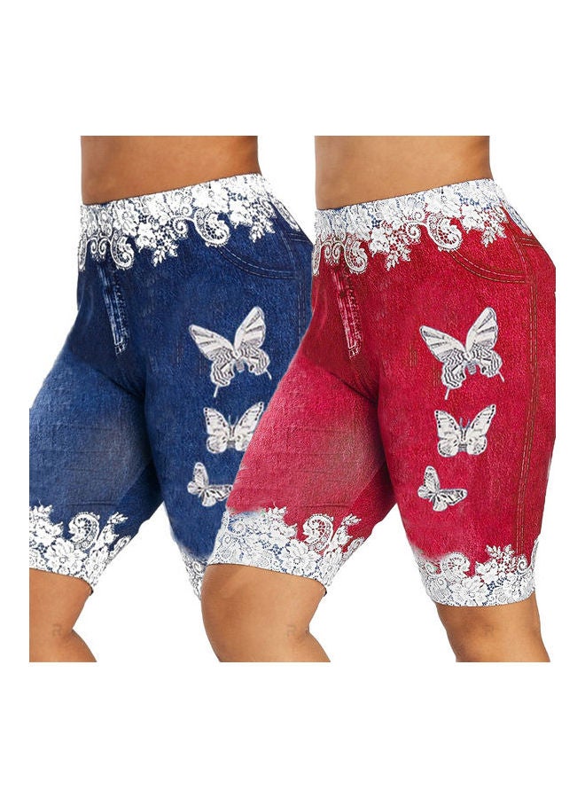 شورت بطبعة فراشة أزرق داكن - Image 4